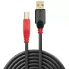 Lindy 10m USB 2.0 aktívny kábel Type-A na B, 10 m, USB A, USB B, USB 2.0, konektor samec/konektor samec, čierny, červený