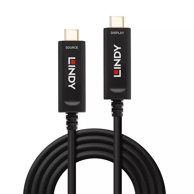 Lindy 15m optický hybridný USB Type-C kábel, iba audio/video