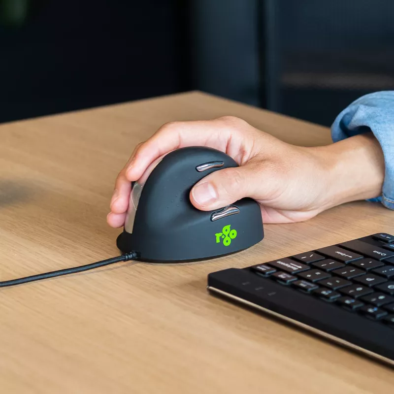 R-Go Tools ergonomická myš R-Go HE Break so softvérom na prestávky, veľká (veľkosť ruky ≥ 185 mm), pravácka, káblová, čierna