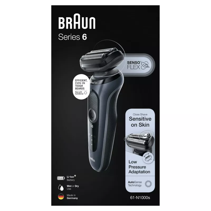 Braun Series 6 61-N1000s fóliový holiaci strojček čierna, sivá