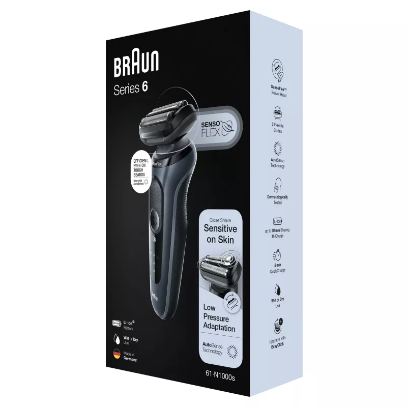 Braun Series 6 61-N1000s fóliový holiaci strojček čierna, sivá