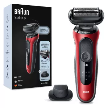 Fóliový holiaci strojček Braun Series 6 61-R1200s SensoFlex SensoFoil čierna červená
