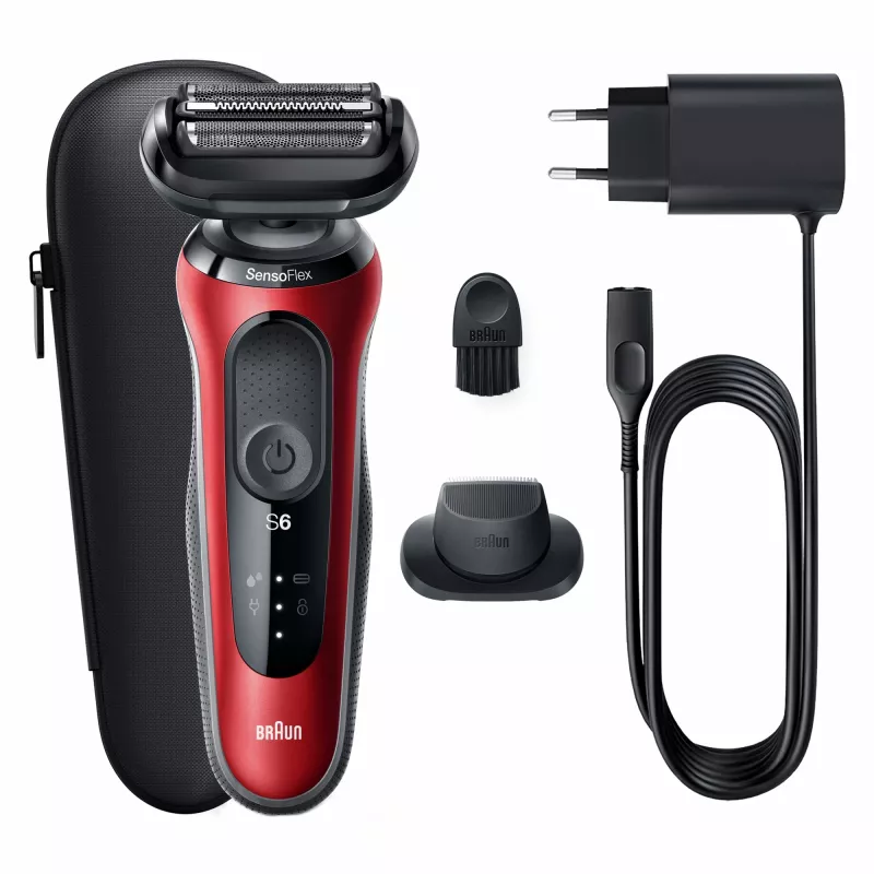 Fóliový holiaci strojček Braun Series 6 61-R1200s SensoFlex SensoFoil čierna červená