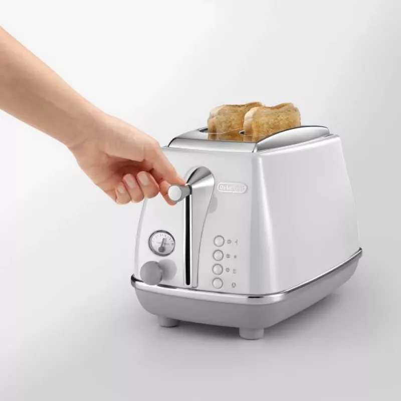 Hriankovač De’Longhi CTOC2103.W 2 plátky 900 W biela nerez