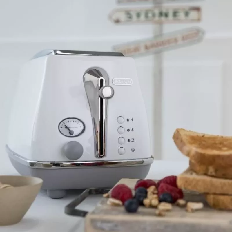 Hriankovač De’Longhi CTOC2103.W 2 plátky 900 W biela nerez