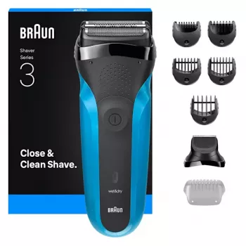 Braun Series 3 310BT fóliový holiaci strojček s zastrihávačom, čierna, modrá
