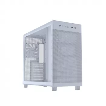 PC skriňa ASUS PRIME AP303 TG White — ATX/Micro-ATX/Mini-ITX, tvrdené sklo, USB-C, podpora GPU 360 mm