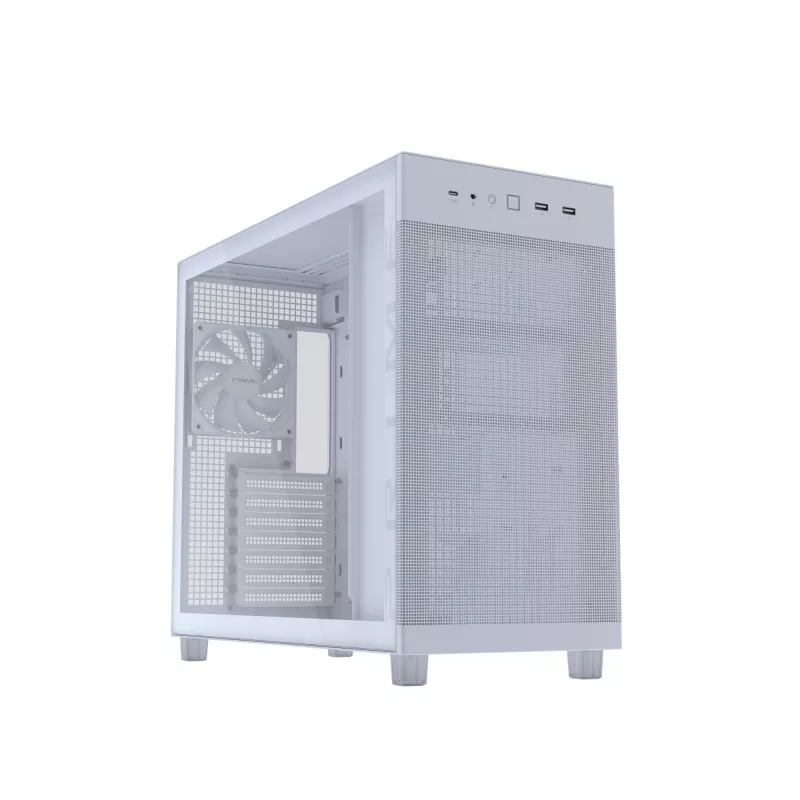ASUS PRIME AP303 TG 90DC00V3-B39010 PC skriňa Midi Tower, ATX/Micro-ATX, tvrdené sklo, 2x USB 3.2, bez zdroja, biela