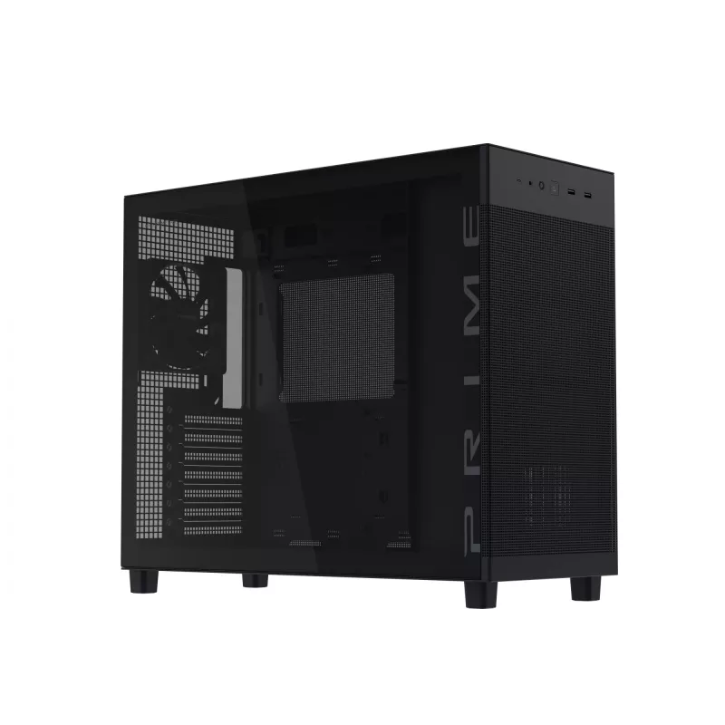 ASUS PRIME AP303 TG 90DC00V0-B39010 PC skriňa Midi Tower, ATX/Micro-ATX/Mini-ITX, tvrdené sklo, 2x USB 3.2, bez zdroja, čierna