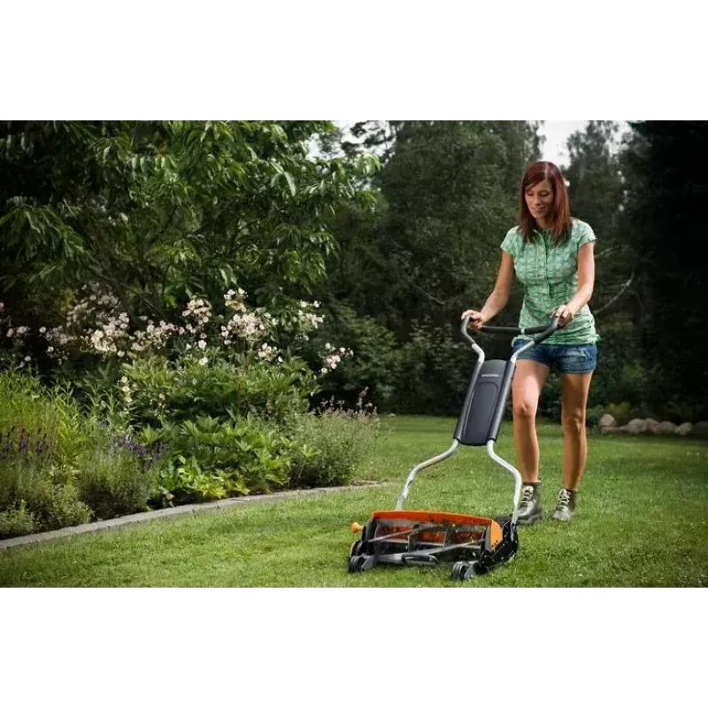 Fiskars StaySharp Max 113880 ručná vretenová kosačka, šírka kosenia 46 cm, výška kosenia 25–100 mm, čierna/oranžová