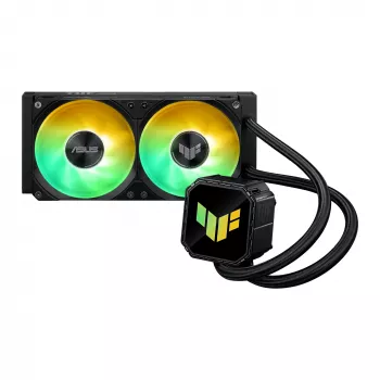 All-in-One kvapalinový chladič ASUS TUF GAMING LC III 240 ARGB — 240 mm radiátor, 2 x 120 mm ARGB ventilátory, podpora socketu AM5, čierny