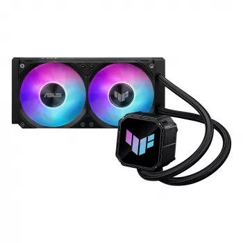 All-in-One kvapalinový chladič ASUS TUF GAMING LC III 240 ARGB — 240 mm radiátor, 2 x 120 mm ARGB ventilátory, podpora socketu AM5, čierny