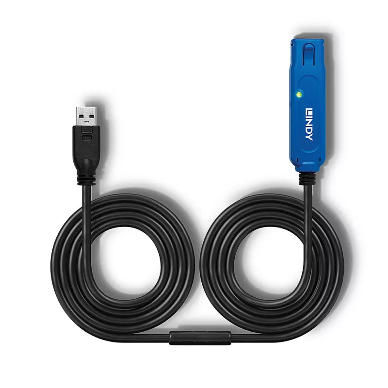 Lindy 15m USB 3.0 Active Extension Pro, 15 m, USB A, USB A, USB 3.2 Gen 1 (3.1 Gen 1), 5 Gbit/s, čierna