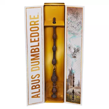 Wizarding World Harry Potter, 30,5 cm magická zberateľská palička Albus Dumbledore so stojanom a odliatkom ikony, magické tvory, kostýmový doplnok