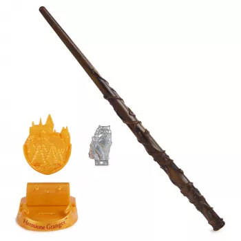 Wizarding World Harry Potter, 12 palcová magická zberateľská palička Hermione Granger so stojanom a odliatkom ikony, magické tvory, kostýmový doplnok