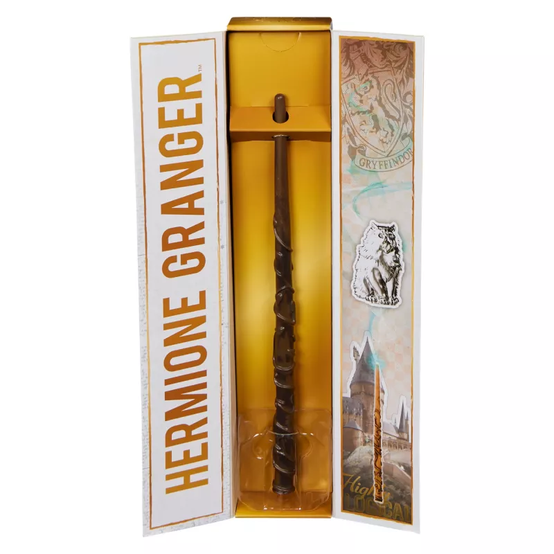 Wizarding World Harry Potter, 12 palcová magická zberateľská palička Hermione Granger so stojanom a odliatkom ikony, magické tvory, kostýmový doplnok