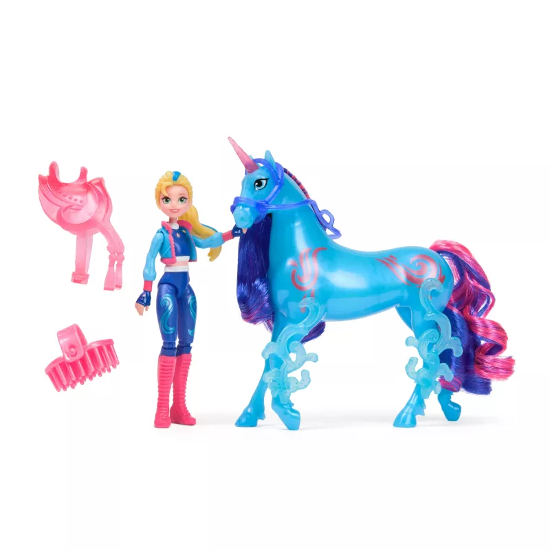 Figúrka Spin Master Unicorn Academy Isabel so skutočnou hrivou a chvostom a kefou