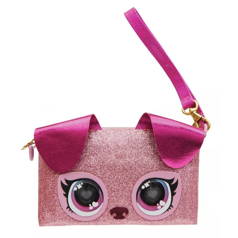 Purse Pets, Keepin’ It Clutch Dazzling Diva hračka šteniatko a náramková kabelka s rozsvietivými dúhovými očami, hračka pre dievčatá od 4 rokov