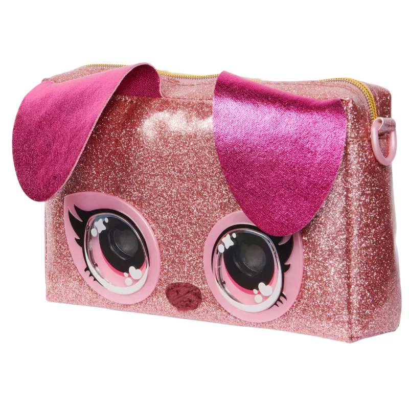 Purse Pets, Keepin’ It Clutch Dazzling Diva hračka šteniatko a náramková kabelka s rozsvietivými dúhovými očami, hračka pre dievčatá od 4 rokov
