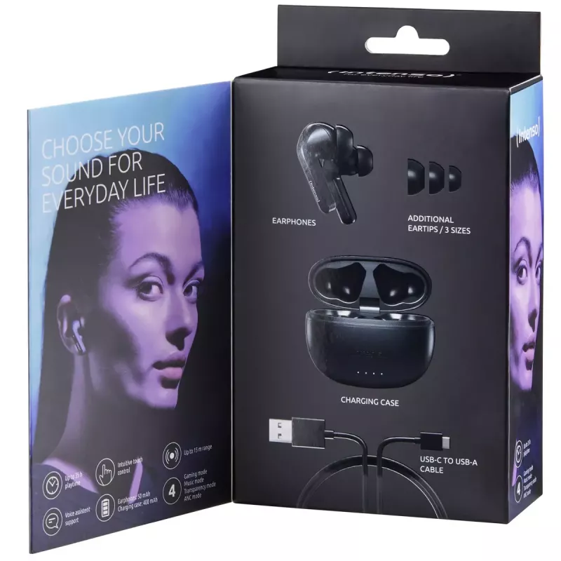 Slúchadlá Intenso čierne Buds T300A