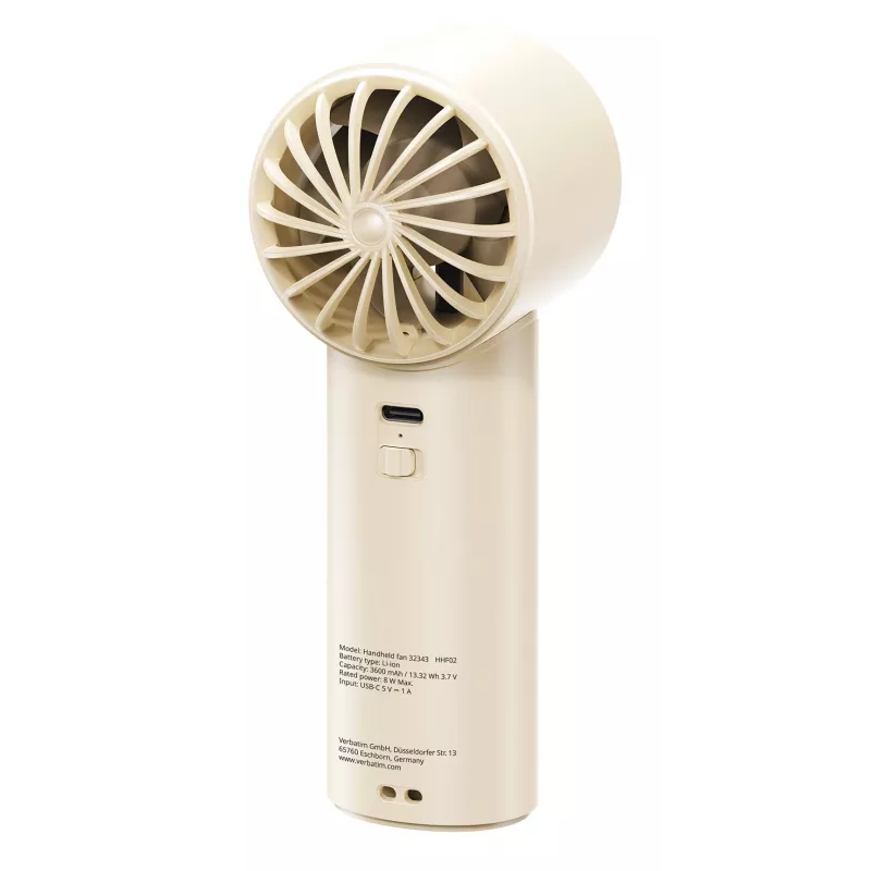 Verbatim Cool’n’Go IceTouch ručný ventilátor biely/strieborný, strieborný, biely, 1 ventilátor, ručný ventilátor, 1 kus, 8 W, Li-Ion