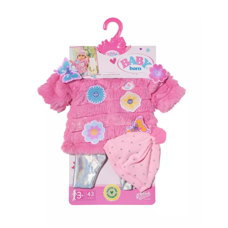 Sada oblečenia pre bábiky BABY born ružová sada kabátika 43 cm skladacia