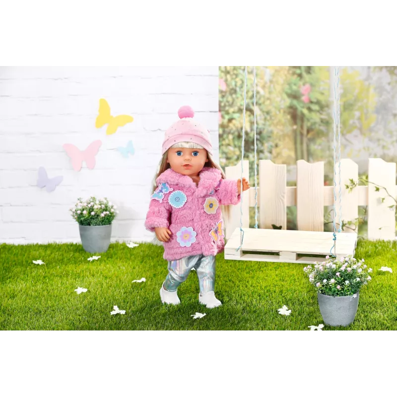 Sada oblečenia pre bábiky BABY born ružová sada kabátika 43 cm skladacia