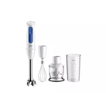 Ručný mixér Braun Household MultiQuick 3 MQ30202M, 900 W, biela/modrá, s drvičom a metličkou