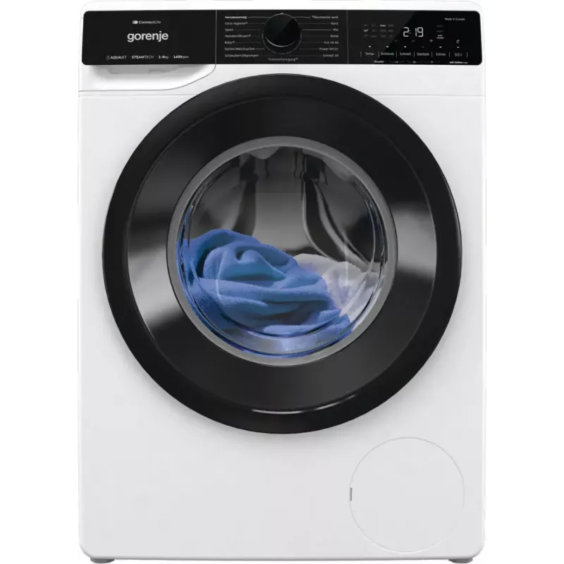 Gorenje WPNA94A1TS práčka s predným plnením 9 kg, 1400 ot./min., ConnectLife Wi-Fi, biela/čierna