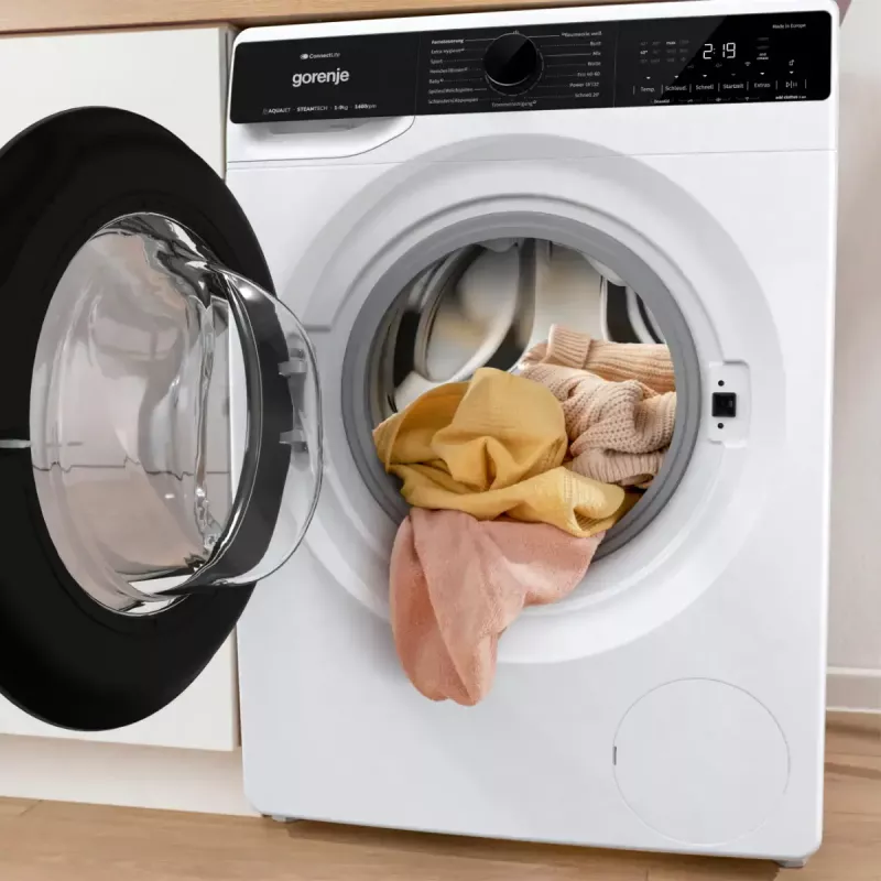 Gorenje WPNA94A1TS práčka s predným plnením 9 kg, 1400 ot./min., ConnectLife Wi-Fi, biela/čierna