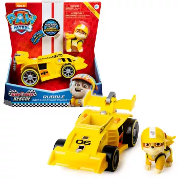 PAW Patrol , Ready, Race, Rescue Rubble’s Race & Go Deluxe vozidlo so zvukom, pre deti od 3 rokov