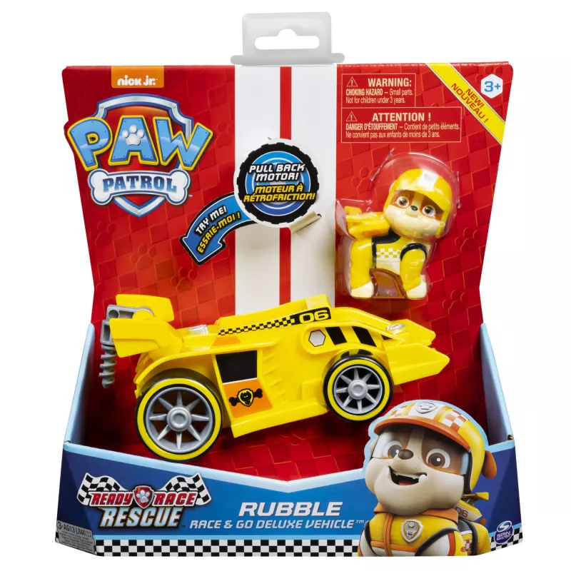 PAW Patrol , Ready, Race, Rescue Rubble’s Race & Go Deluxe vozidlo so zvukom, pre deti od 3 rokov