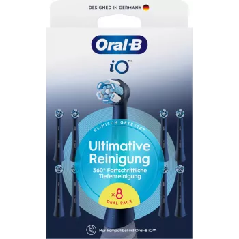 Oral-B iO Ultimate Clean náhradné hlavice kefiek — balenie 8 ks, čierna, pre vynikajúce odstránenie zubného povlaku