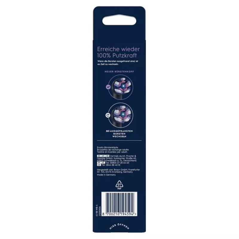 Oral-B iO Radiant White náhradné hlavice kefky, balenie 4 ks, čierna
