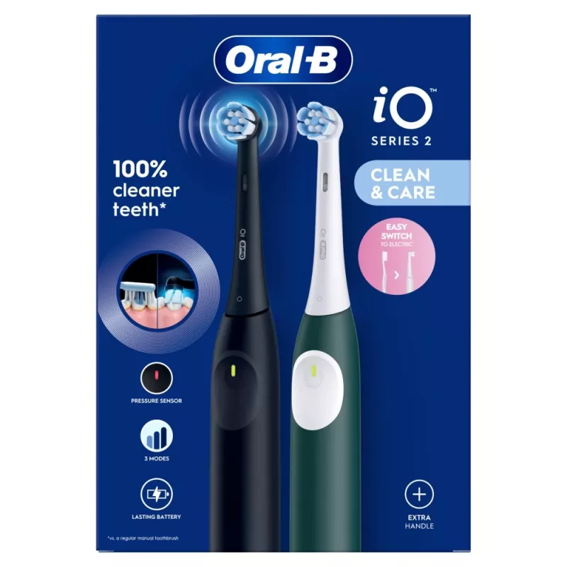 Elektrická zubná kefka BRAUN Oral‑B iO Series 2 Duo čierna/zelená, nabíjateľná, model 62418