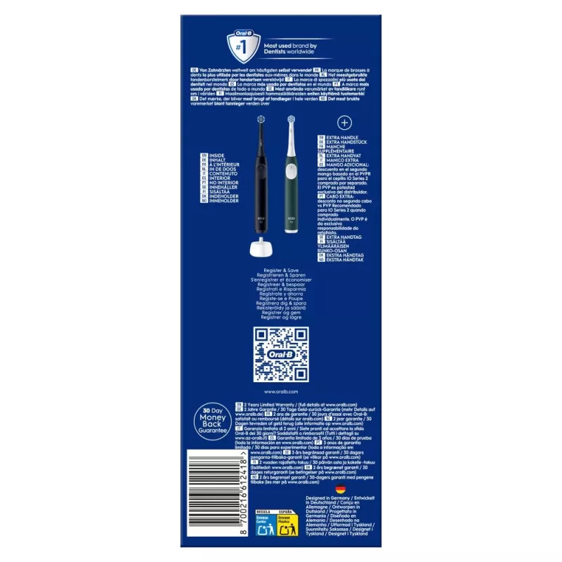 Elektrická zubná kefka BRAUN Oral‑B iO Series 2 Duo čierna/zelená, nabíjateľná, model 62418
