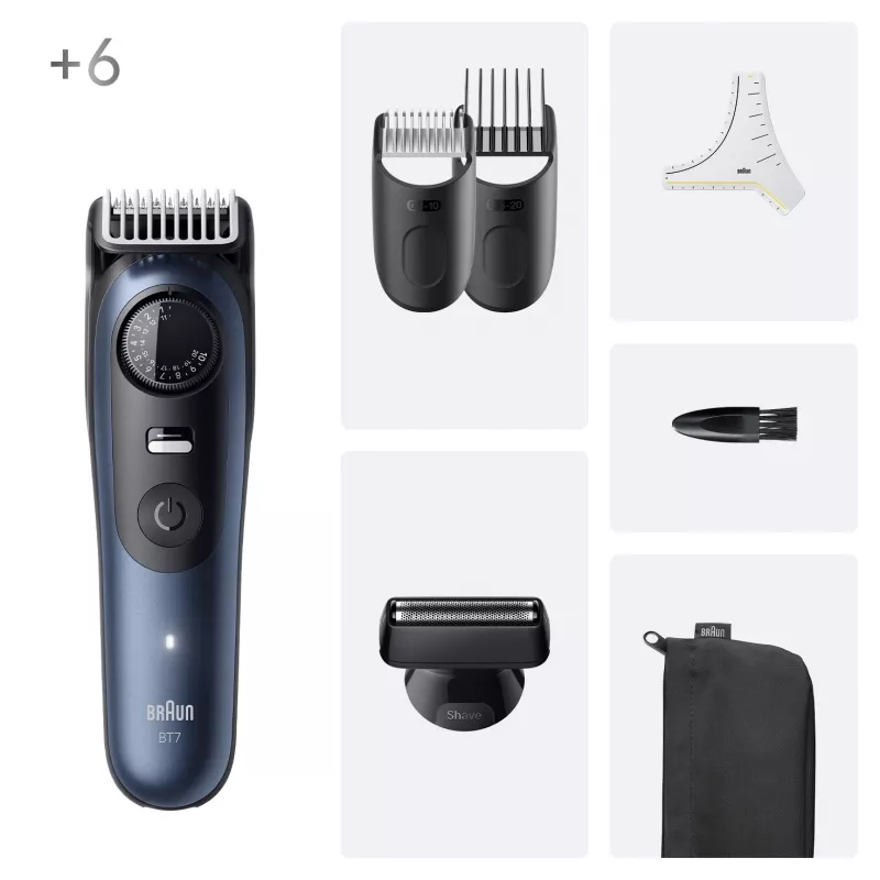 Braun BeardTrimmer 7 BT7520 batéria 40 2 cm mokré & suché čierna, modrá