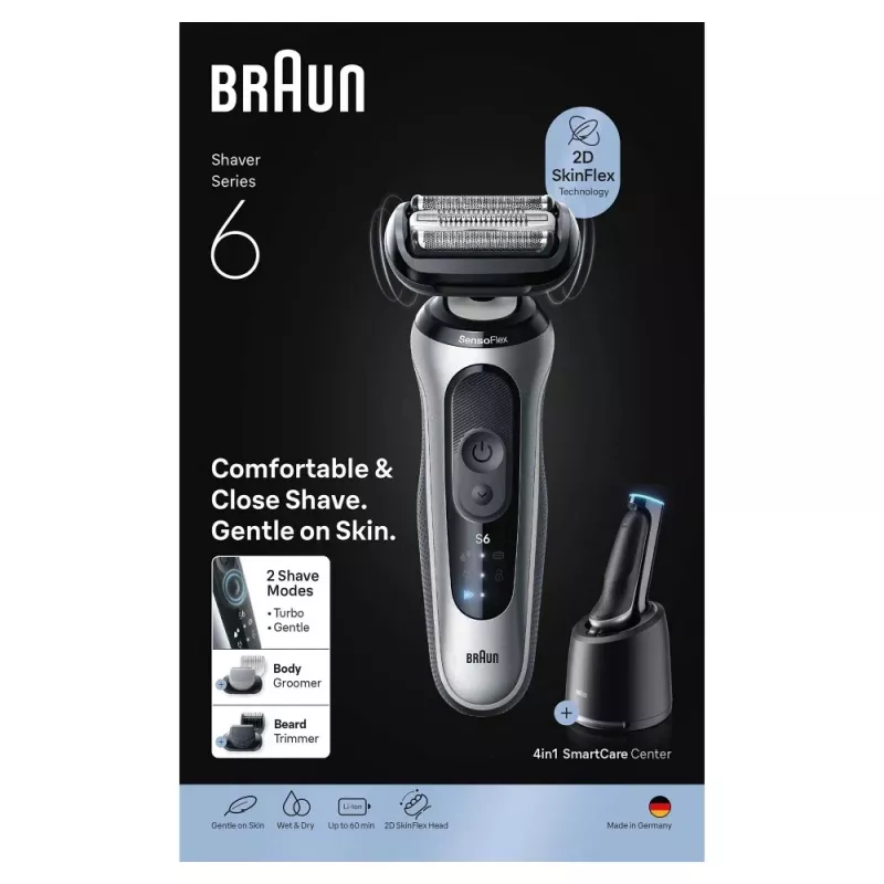 Braun Series 6 62-S7650cc strieborná - fóliový holiaci strojček s Li-Ion batériou