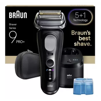 Fóliový holiaci strojček Braun Series 9 Pro+ 9660CC čierna strieborná nehrdzavejúca oceľ