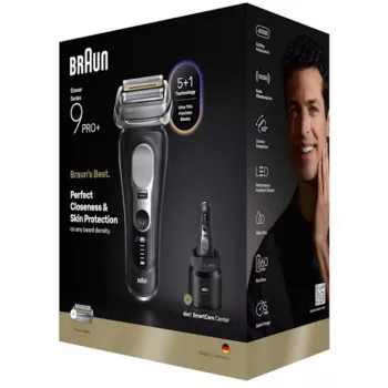 Fóliový holiaci strojček Braun Series 9 Pro+ 9660CC čierna strieborná nehrdzavejúca oceľ
