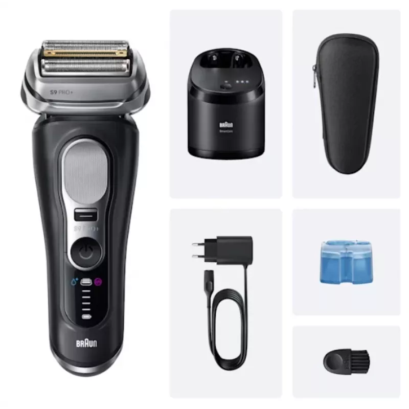 Fóliový holiaci strojček Braun Series 9 Pro+ 9660CC čierna strieborná nehrdzavejúca oceľ
