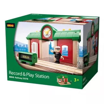 Modelová železnica Record & Play Station od Ravensburger – BRIO, 3-dielna, AA batéria, čierna/zelená/červená