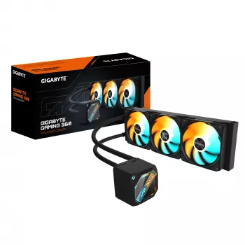 GIGABYTE GAMING 360 kvapalinový chladič CPU – 3x120 mm ARGB ventilátory, slide-in uzamykací mechanizmus, DAISY-CHAIN, kompatibilný s Intel LGA 1851 a AMD AM5