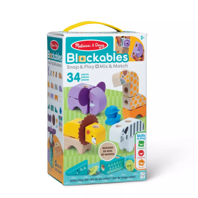 Stavebnica Spin Master Melissa & Doug Blockables Safari herná sada – figúrky a stohovateľné bloky
