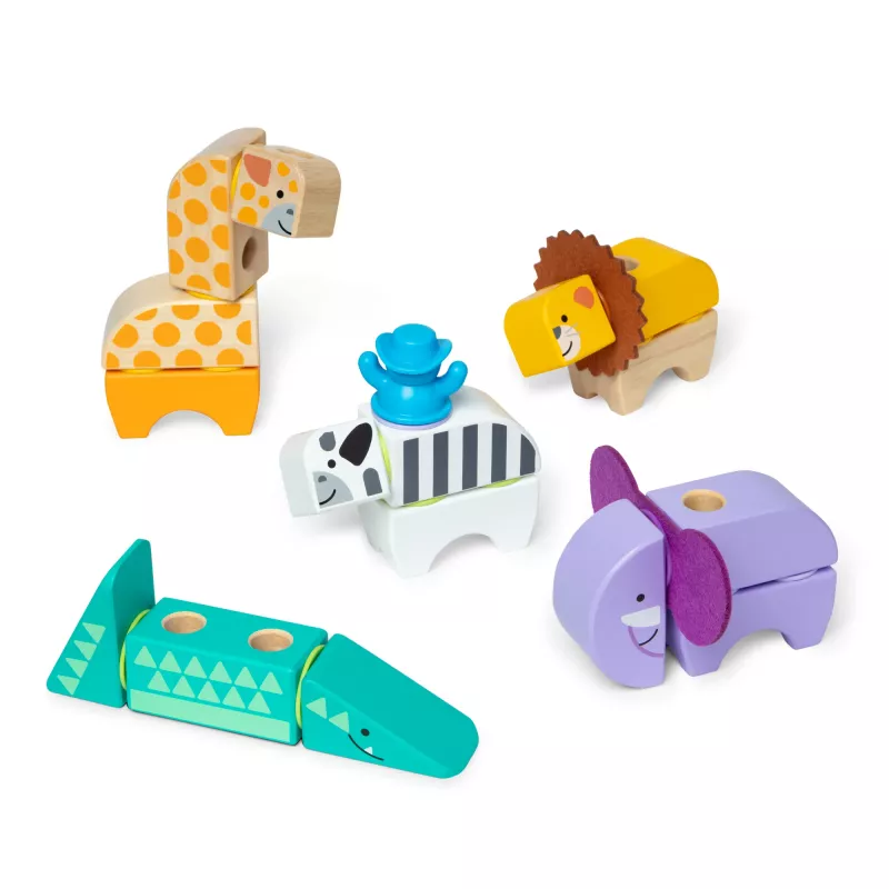 Stavebnica Spin Master Melissa & Doug Blockables Safari herná sada – figúrky a stohovateľné bloky
