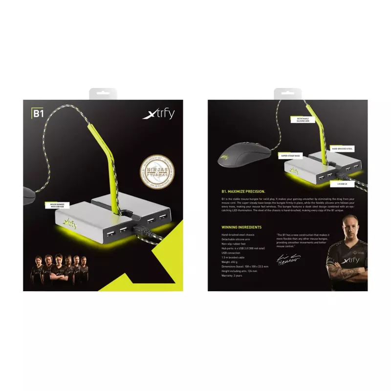 Xtrfy B1 Mouse Bungee LED držiak myši so 4-portovým rozbočovačom USB 2.0