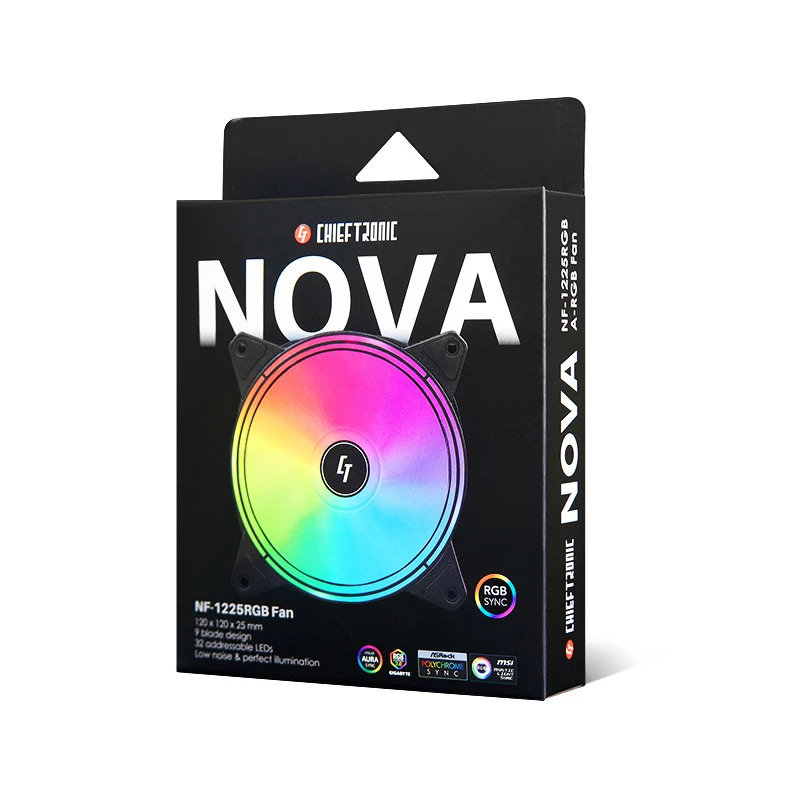 Chladiaci systém do počítača Chieftec NF-1225RGB ventilátor do počítačovej skrine 12 cm čierny 1 ks