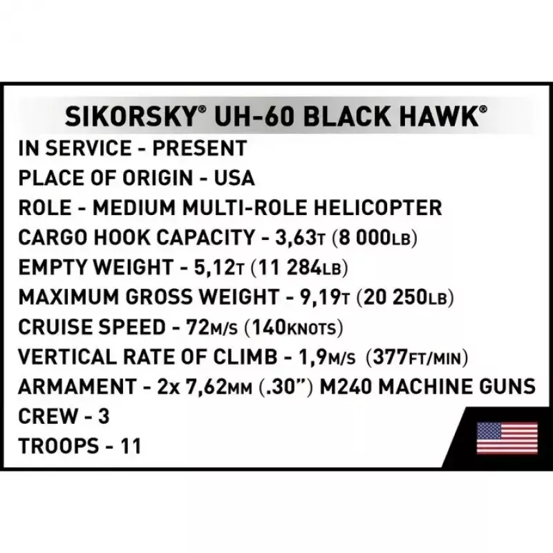 Stavebnica Cobi Sikorsky UH-60 Black Hawk 928 kociek, model COBI-5906