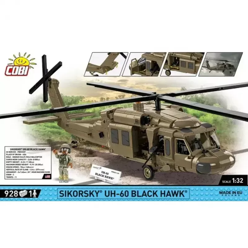 Stavebnica Cobi Sikorsky UH-60 Black Hawk 928 kociek, model COBI-5906
