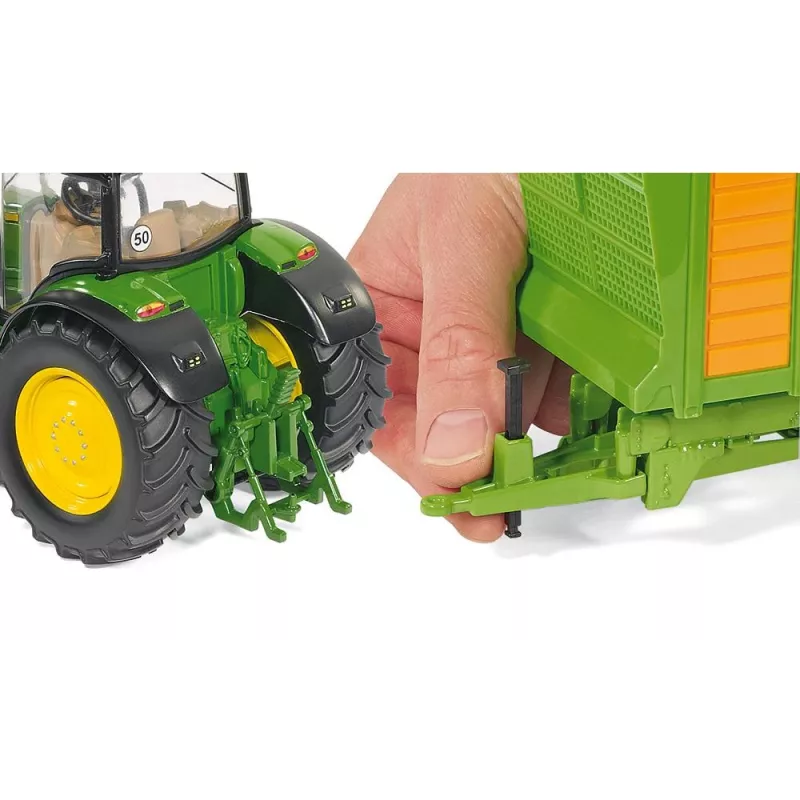 Siku John Deere 6210R, model traktora, 3 roky, kov, plast, čierna, zelená
